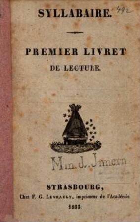 Syllabaire : Premier livret de lecture