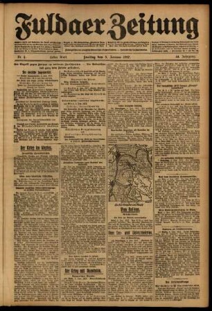 Erste Ausgabe vom Freitag, den 05. Januar 1917.