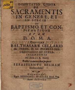 De sacramentis in genere, et specie