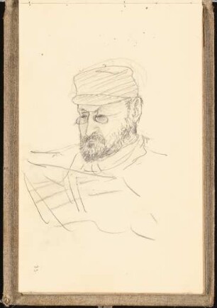 Skizzenbuch: Portrait eines bärtigen Mannes mit Brille