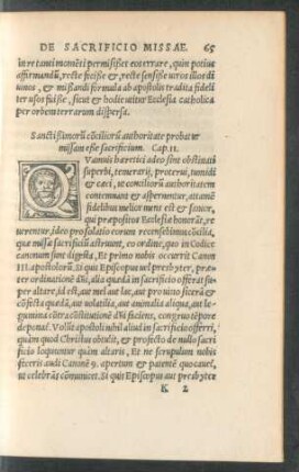Sanctißimorum conciliorum authoritate probatur missam eße sacrificium. Cap. 11.