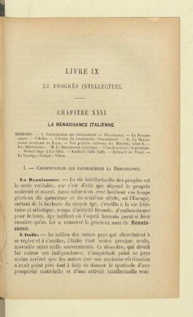 Livre IX Le progrès intellectuel