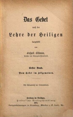 Das Gebet nach der Lehre der Heiligen, 1. Vom Gebet im Allgemeinen