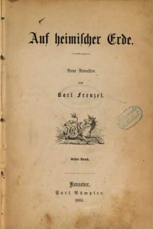 Auf heimischer Erde : Neue Novellen von Karl Frenzel, 1