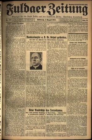 Ausgabe vom Mittwoch, den 03. August 1932.