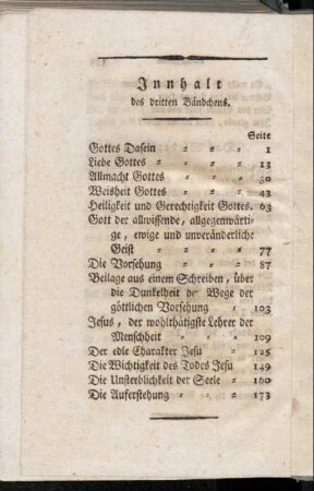 Innhalt des dritten Bändchens.