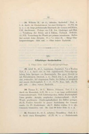 II. Ciliarkörper durchschnitten