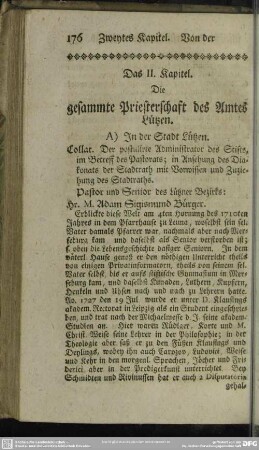 Das II. Kapitel. Die gesammte Priesterschaft des Amtes Lützen