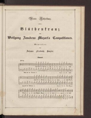 Vierte Abtheilung. Blüthenkranz aus Wolfgang Amadeus Mozart's Compositionen.