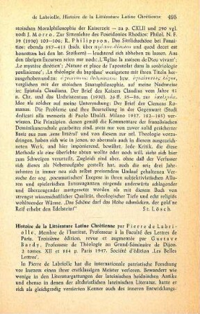 495-497 [Rezension] Labriolle, Pierre de, Histoire de la littérature latine chrétienne