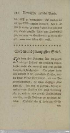 Sieben und zwanzigster Brief