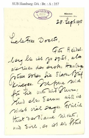 Brief an Ida Dehmel