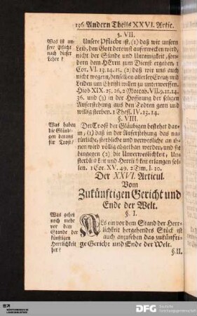 Der XXVI. Articul. Vom Zukünftigen Gericht und Ende der Welt.