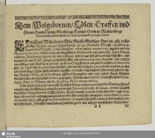 Dem Wolgebornen Edlen Graffen... [Vorwort B. Thyselios]