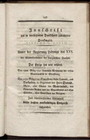 Innschrift des in vorstehender Dankschrift erwähnten Denkmals.