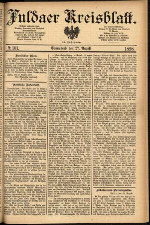 Erste Ausgabe vom Samstag, den 27. August 1898.