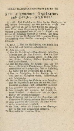 Zum allgemeinen Registratur-und Kanzley-Reglement