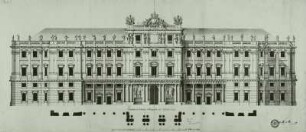 Dresden. 5. Entwurf zum Schloßbauprojekt, Fassadenaufriß, Elbseite