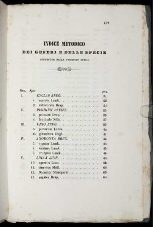 Indice Metodico Dei Generi E Delle Specie