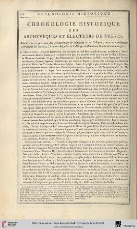Chronologie historique des archevêques et électeurs de Treves