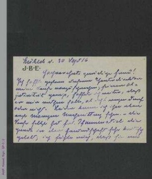 Briefkarte von Ida Boy-Ed an unbekannt , hs.