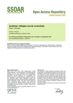Austrian refugee social scientists