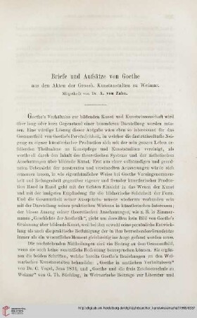 Briefe und Aufsätze von Goethe aus den Akten der Grossh. Kunstanstalten zu Weimar