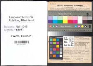 Entnazifizierung Heinrich Crome , geb. 15.09.1885 (Syndikus)