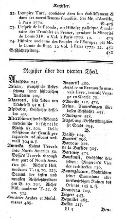 Register über den vierten Theil