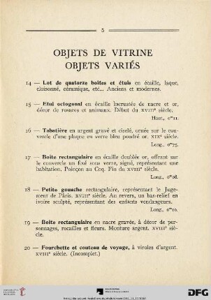 Objets de vitrine - Objets variés
