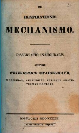 De respirationis mechanismo : Diss. inaug.