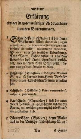 Des Freyherrn Daniel Tilas, Landhauptmanns und Ritters vom Königl. Nordst. Orden, wie auch Ehrenmitgliedes der Königl. historischen Gesellschaft in Göttingen, Entwurf einer schwedischen Mineralhistorie : in einer der 6ten Febr. 1765 in der Königlich-Schwedischen Akademie der Wissenschaften in Stockholm bey Abtretung der Präsidentenstelle gehaltenen Rede