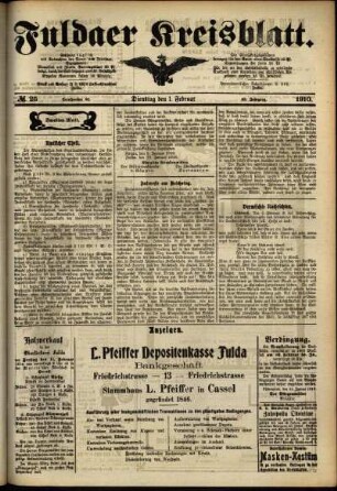 Zweite Ausgabe vom Dienstag, den 01. Februar 1910.