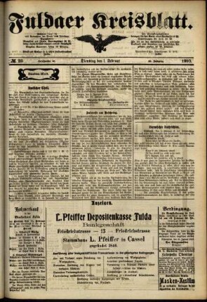Zweite Ausgabe vom Dienstag, den 01. Februar 1910.