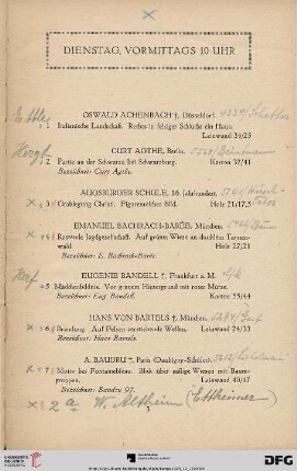 Dienstag, vormittags 10 Uhr (Nr. 1 - 150)