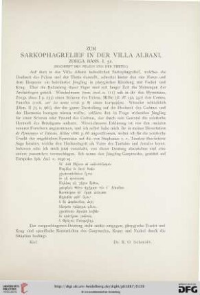 2: Zum Sarkophagrelief in der Villa Albani, Zoega Bass. I, 52 : (Hochzeit des Peleus und der Thetis)