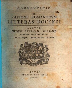 Commentatio De Ratione Romanorvm Litteras Docendi