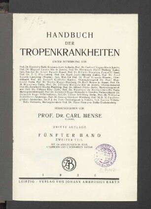 Bd. 5,2: Handbuch der Tropenkrankheiten