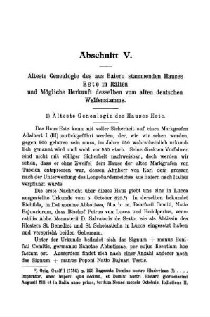 1) Älteste Genealogie des Hauses Este