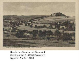 Reichelsheim im Odenwald, Panorama mit Kur- und Erholungsheim Schloss Reichenberg und Hofgut Frohnhof