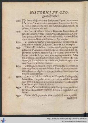 Historici Et Geographi libri.