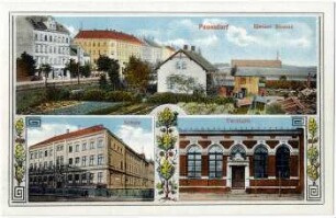 Paunsdorf : Riesaer Straße ; Schule ; Turnhalle