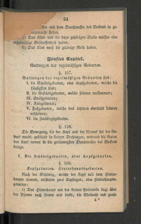 Fünftes Capitel. Gattungen der regelmäßigen Geburten.
