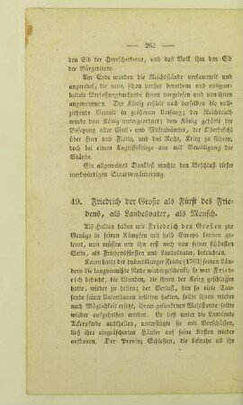 49. Friedrich der Große als Fürst des Friedens, als Landesvater, als Mensch