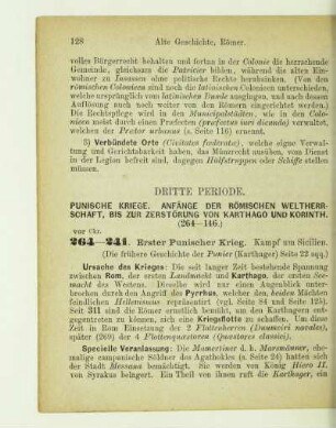 Dritte Periode. Punische Kriege. Anfänge der römischen Weltherrschaft, bis zur Zerstörung von Karthago und Korinth (264 - 146)