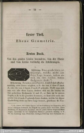 Erster Theil. Ebene Geometrie