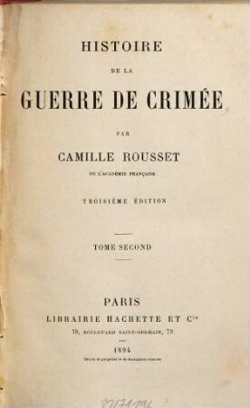 Histoire de la guerre de Crimée, 2