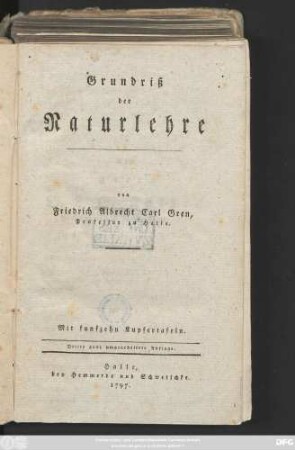 Grundriß der Naturlehre : Mit funfzehn Kupfertafeln