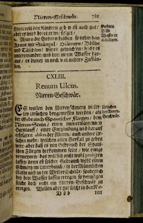 CXLIII. Renum Ulcus. Nieren-Geschwär. - CIL. Salacitas. Geilheit.