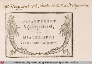 Exlibris der Gesellschaft "Tot Nut van't Algemeen" zu Herzogenbusch